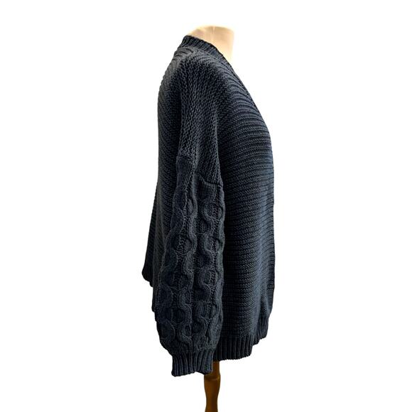 Misslook Blue Chunky Cable Knit Balloon Puff Sleeve Cardigan XXXL Cozy warm - Picture 7 of 10